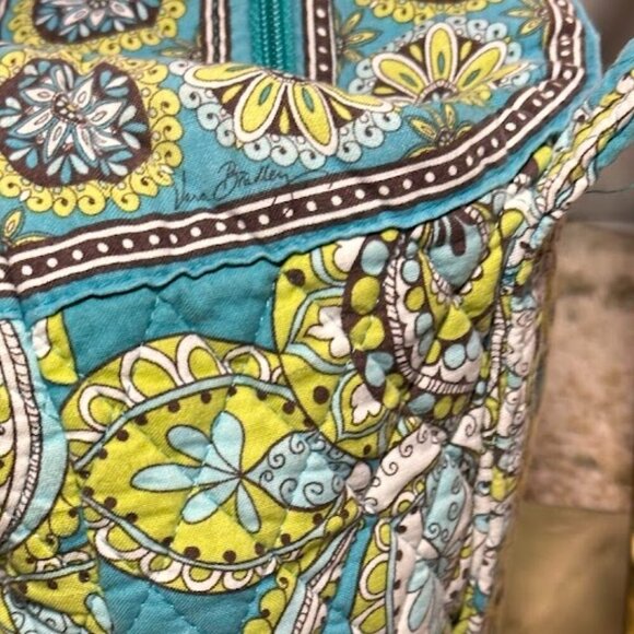 Vera Bradley Peacock Spring 2007 Pattern Zip Top Tote Designer Shoulder Bag EUC - Picture 10 of 15